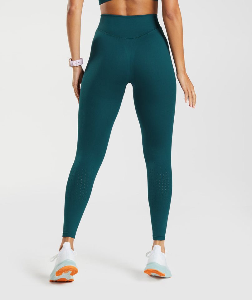 Women's Gymshark Sweat Seamless Sculpt Leggings Turquoise | CA N618D7